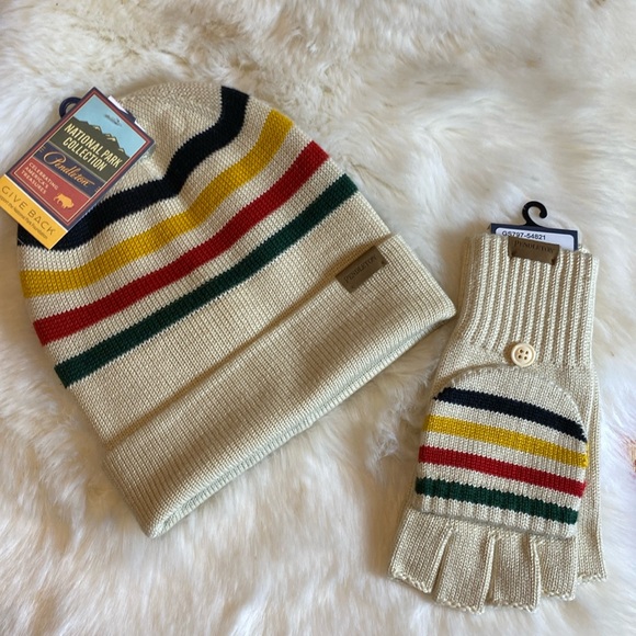 NEW PENDLETON HAT AND GLOVE/MITTON SET “ GLACIER STRIPE “ - Picture 1 of 1
